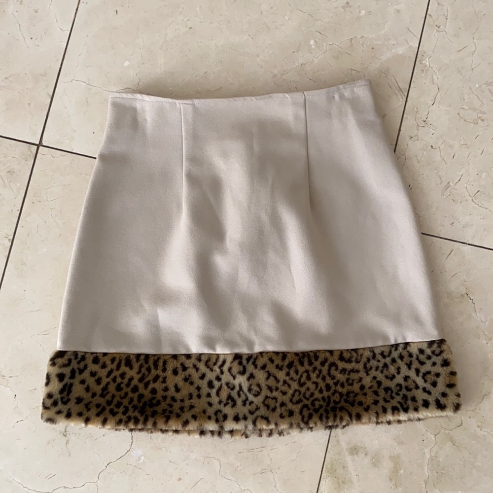 Vintage 90s Leopard Trim Skirt
